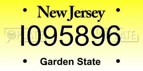 I095896 New Jersey License Plate