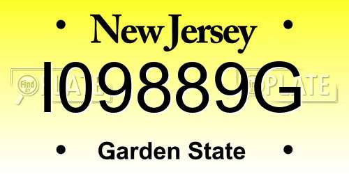 I09889G New Jersey License Plate