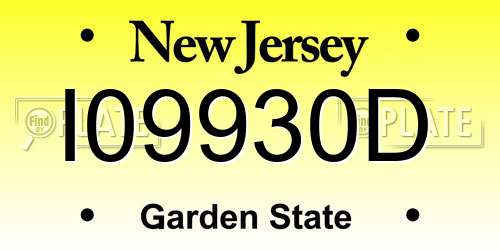 I09930D New Jersey License Plate