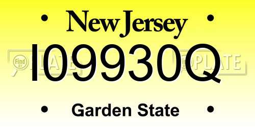 I09930Q New Jersey License Plate
