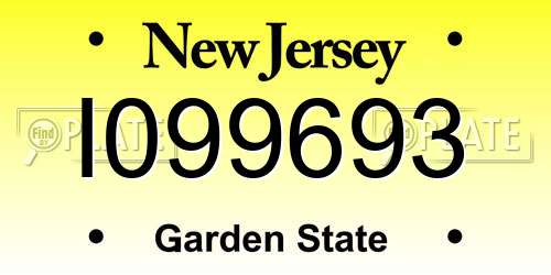 I099693 New Jersey License Plate