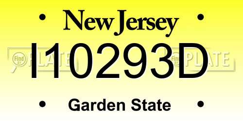 I10293D New Jersey License Plate