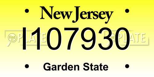 I107930 New Jersey License Plate