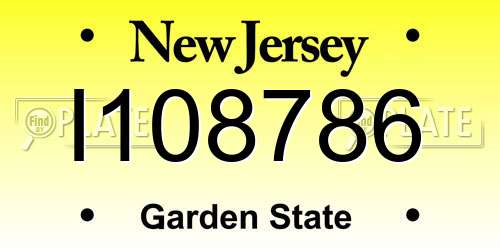 I108786 New Jersey License Plate