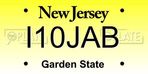 I10JAB New Jersey License Plate