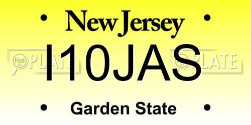I10JAS New Jersey License Plate