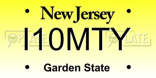 I10MTY New Jersey License Plate