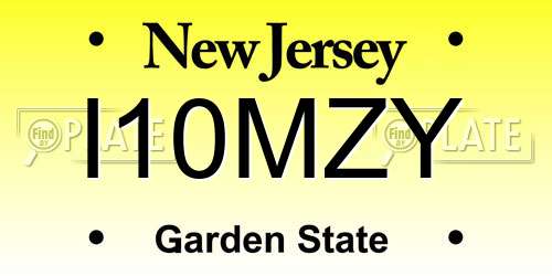 I10MZY New Jersey License Plate