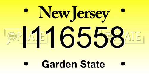 I116558 New Jersey License Plate