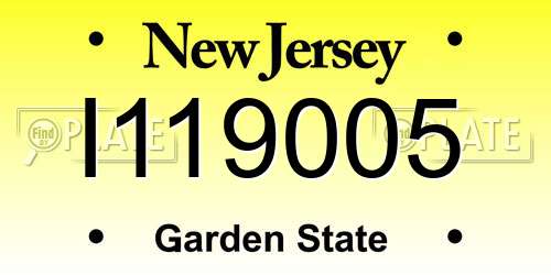 I119005 New Jersey License Plate