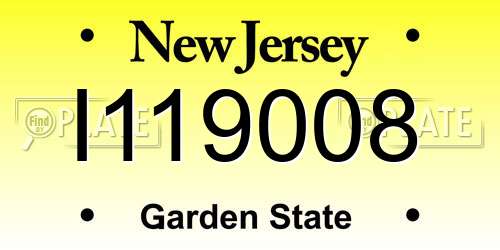 I119008 New Jersey License Plate
