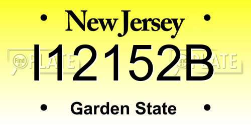 I12152B New Jersey License Plate