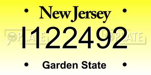 I122492 New Jersey License Plate