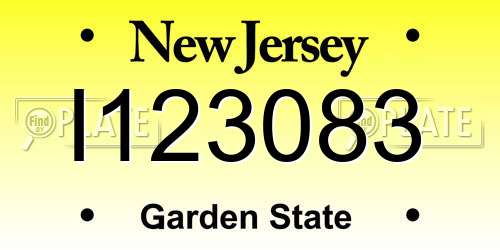 I123083 New Jersey License Plate