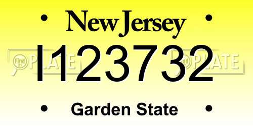 I123732 New Jersey License Plate