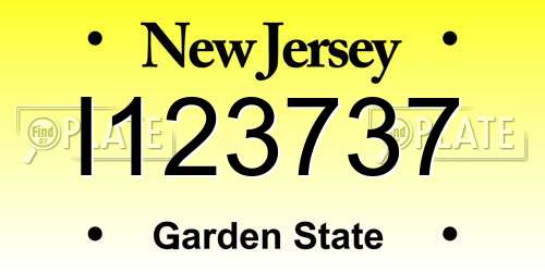 I123737 New Jersey License Plate