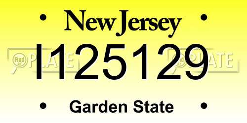 I125129 New Jersey License Plate