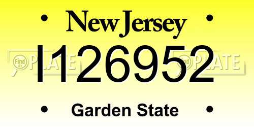 I126952 New Jersey License Plate