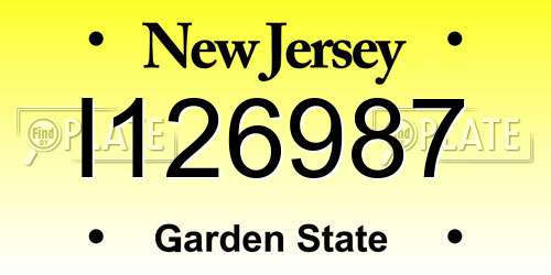 I126987 New Jersey License Plate
