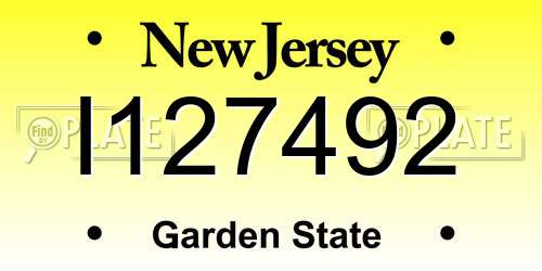 I127492 New Jersey License Plate
