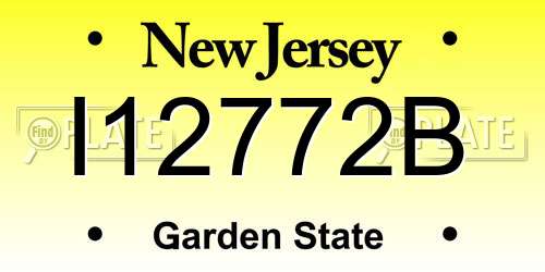 I12772B New Jersey License Plate