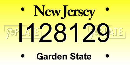 I128129 New Jersey License Plate