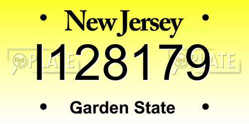 I128179 New Jersey License Plate