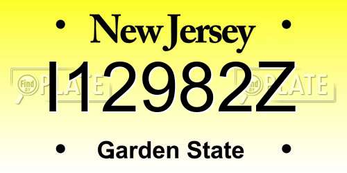 I12982Z New Jersey License Plate