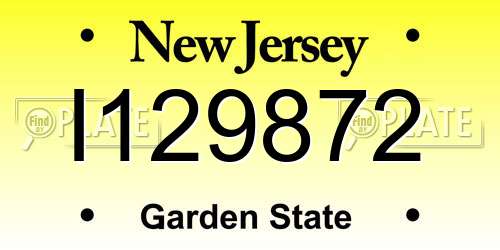 I129872 New Jersey License Plate