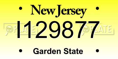 I129877 New Jersey License Plate