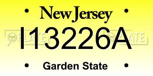 I13226A New Jersey License Plate