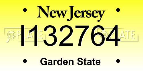 I132764 New Jersey License Plate