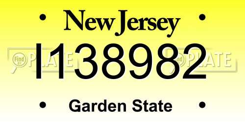 I138982 New Jersey License Plate