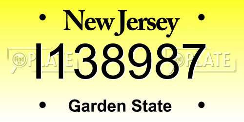 I138987 New Jersey License Plate