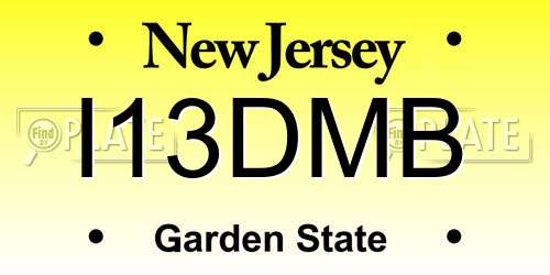 I13DMB New Jersey License Plate