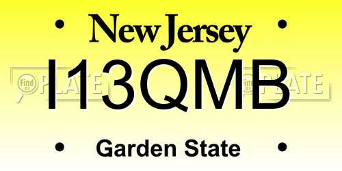 I13QMB New Jersey License Plate
