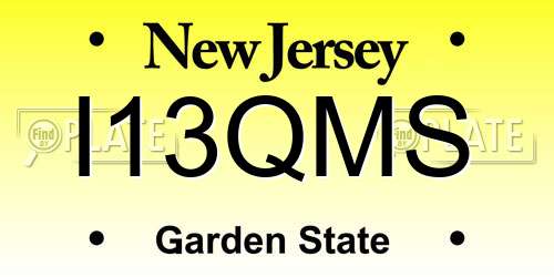 I13QMS New Jersey License Plate