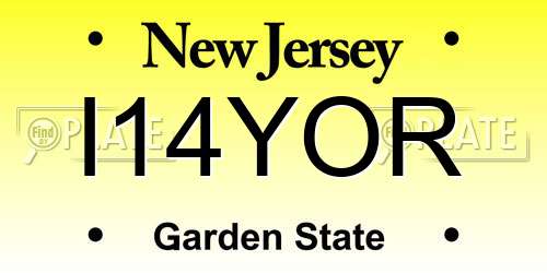 I14YOR New Jersey License Plate