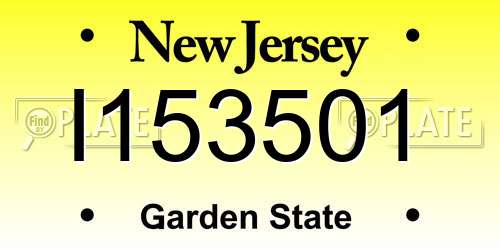 I153501 New Jersey License Plate