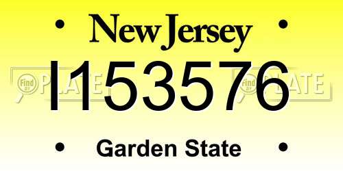 I153576 New Jersey License Plate
