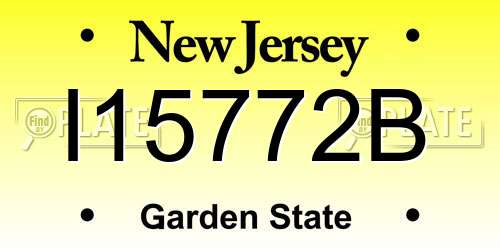 I15772B New Jersey License Plate