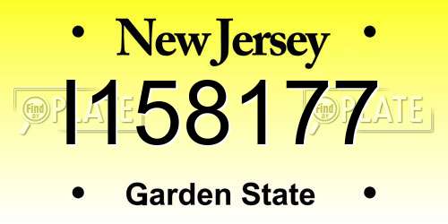 I158177 New Jersey License Plate