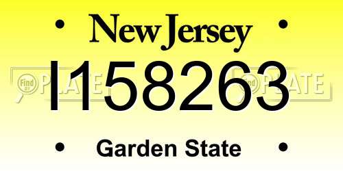 I158263 New Jersey License Plate