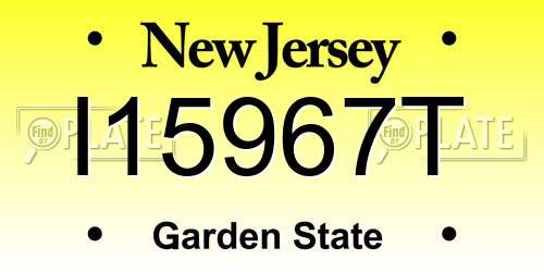 I15967T New Jersey License Plate