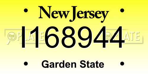 I168944 New Jersey License Plate