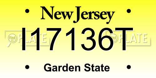 I17136T New Jersey License Plate
