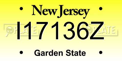 I17136Z New Jersey License Plate