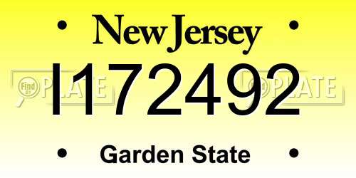 I172492 New Jersey License Plate