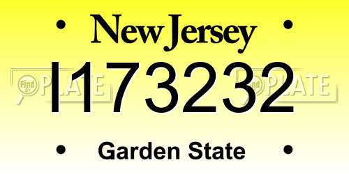 I173232 New Jersey License Plate