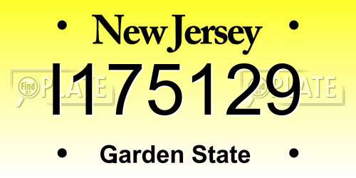 I175129 New Jersey License Plate
